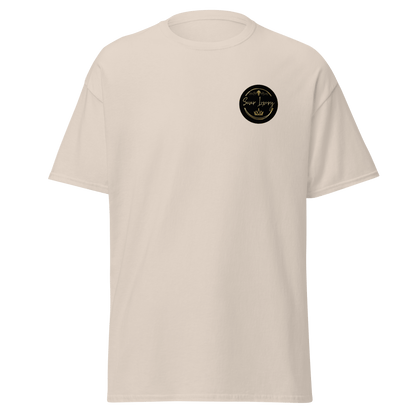 Natural-colored unisex T-shirt featuring the 'Sever Luxury' logo printed on the left chest. The T-shirt has a structured fit with a classic crew neck, offering a sleek and modern appearance.
