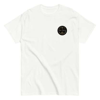 Our Cotton Shirt from the front in white with our Sever Luxury Logo