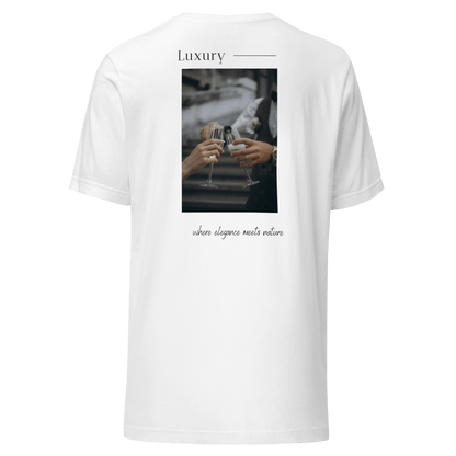 White unisex T-shirt with a clean, unbranded back. Designed with a structured fit and high-quality fabric, making it a versatile staple for any wardrobe.