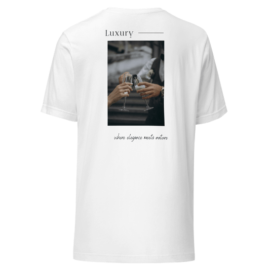 White unisex T-shirt with a clean, unbranded back. Designed with a structured fit and high-quality fabric, making it a versatile staple for any wardrobe.